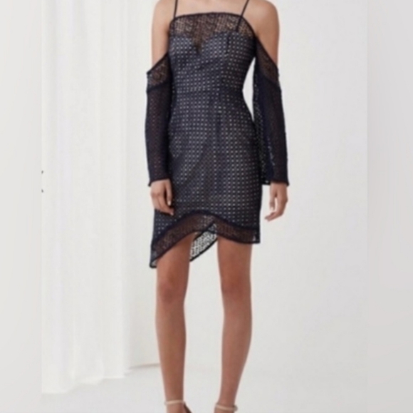 Keepsake navy mesh dress size large - Picture 1 of 4